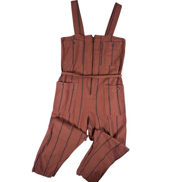 Billabong Stripe Belted Jumpsuit XS | Salmon Pink Boho Festival Romper Vacation - Picture 3 of 12